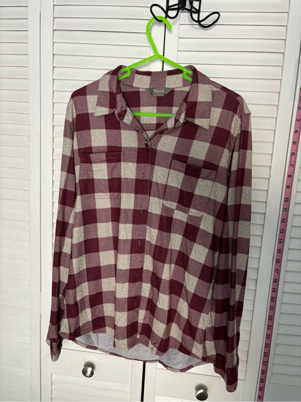 Natural Reflections Maroon & Cream Plaid Button-Down Shirt
